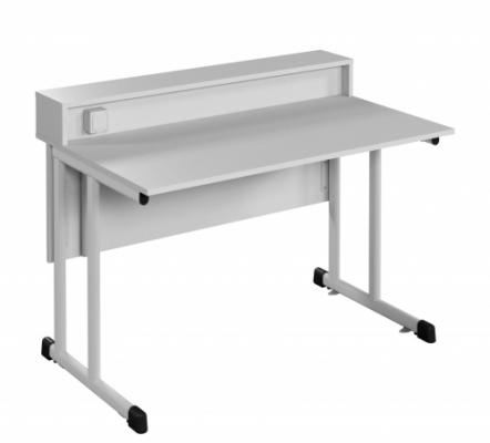 Стіл-помічник з РОЗЕТКОЮ ТА КРОНШТЕЙНОМ, з пластик. покриттям HPL для кабінету фізики та хімії,з КРІПЛ-НЯМ ДО ПІДЛОГИ,1200х750х900 мм,АНШАР ГРУП (100304 HPL)